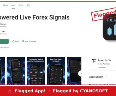 AI Powered Live Forex Signals listing on Google Play flagged by Cyanosoft