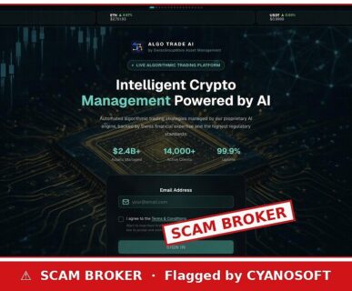 Algo Trade AI — flagged by Cyanosoft