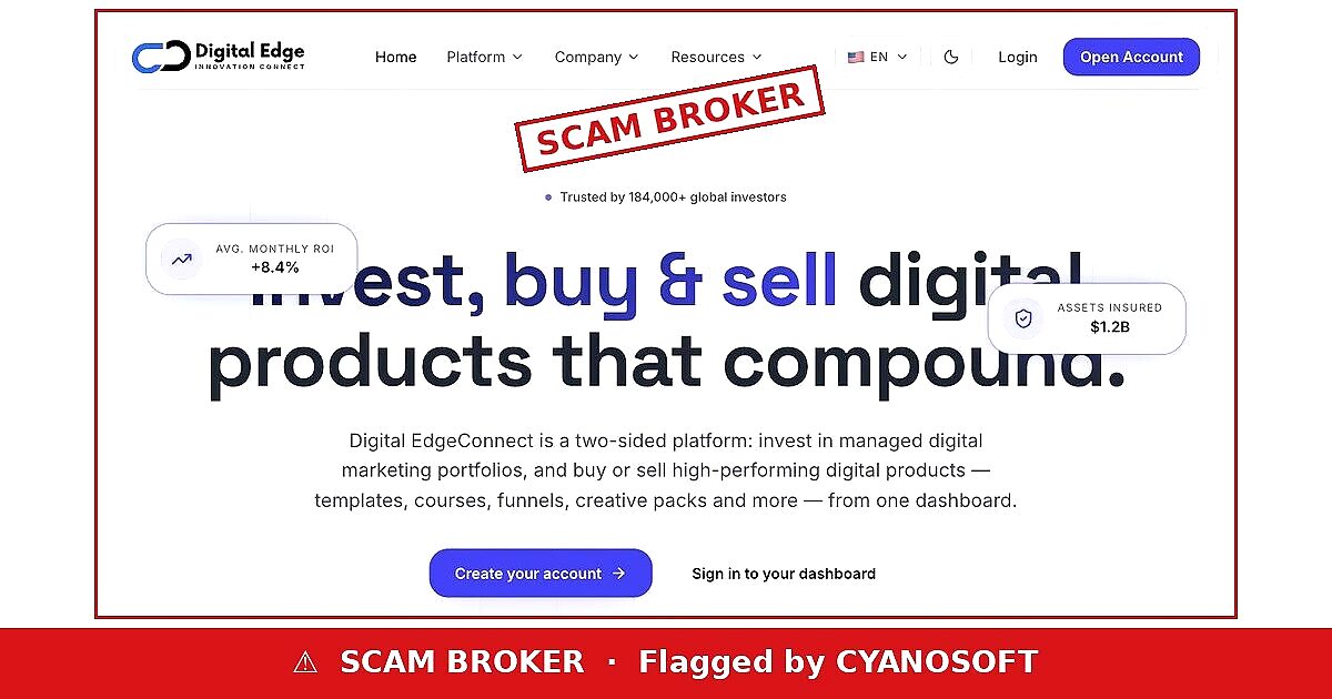 Digital EdgeConnect website — flagged by CYANOSOFT