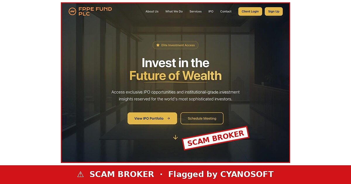 FPPE Fund PLC website — flagged by CYANOSOFT