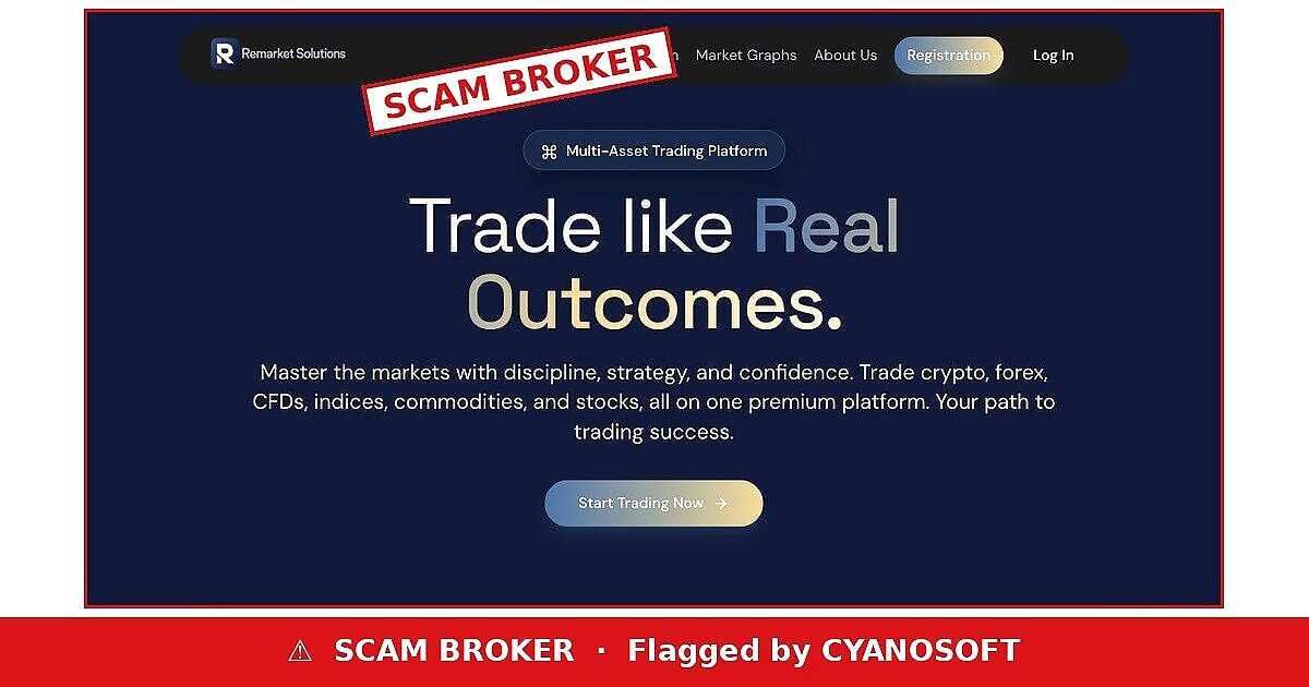 Remarket Solutions website — flagged by CYANOSOFT