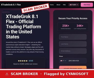 XTradeGrok 8.1 Flex — flagged by Cyanosoft