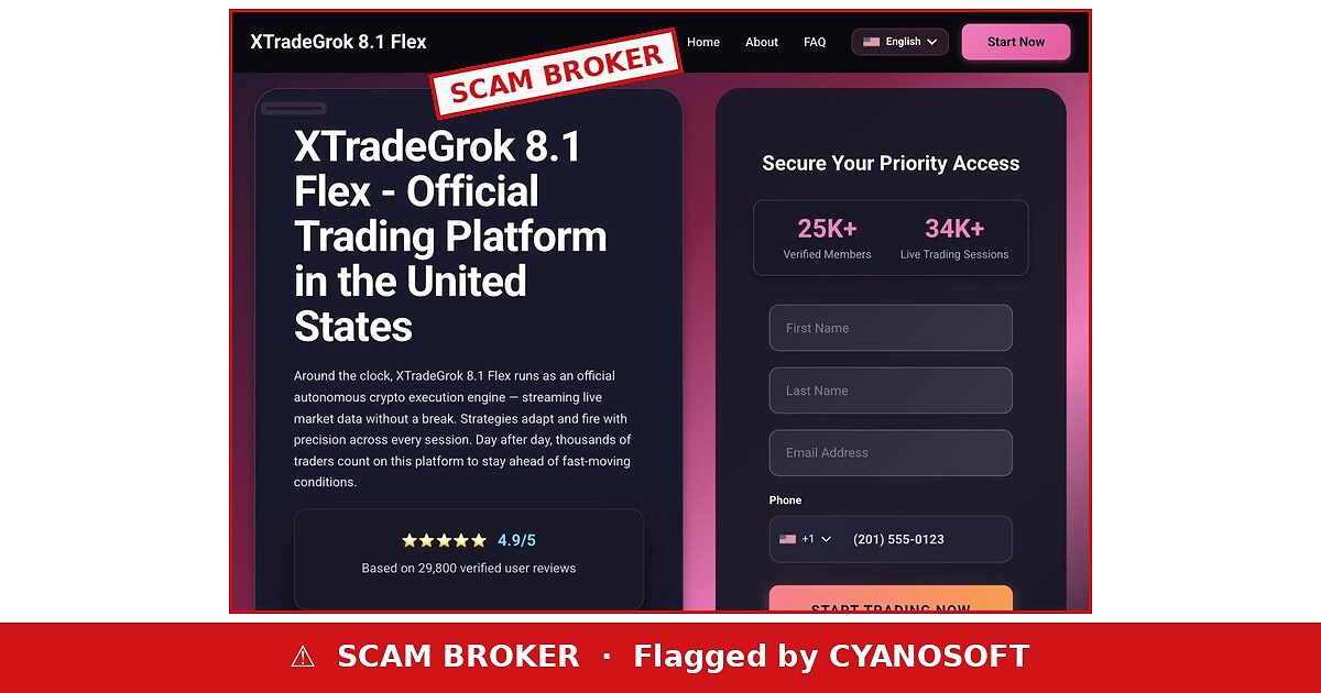 XTradeGrok 8.1 Flex — flagged by Cyanosoft