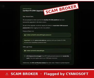 Carlton FX scam broker warning