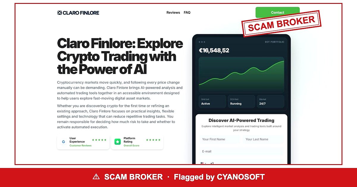 Claro Finlore flagged by regulators