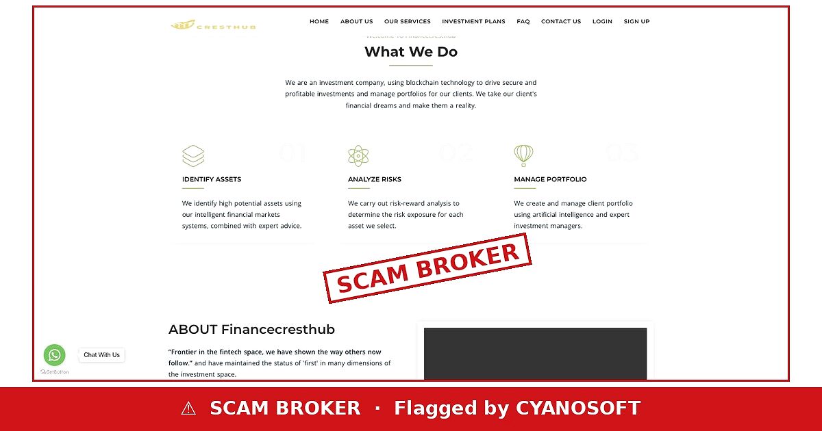 Financecresthub flagged as scam broker